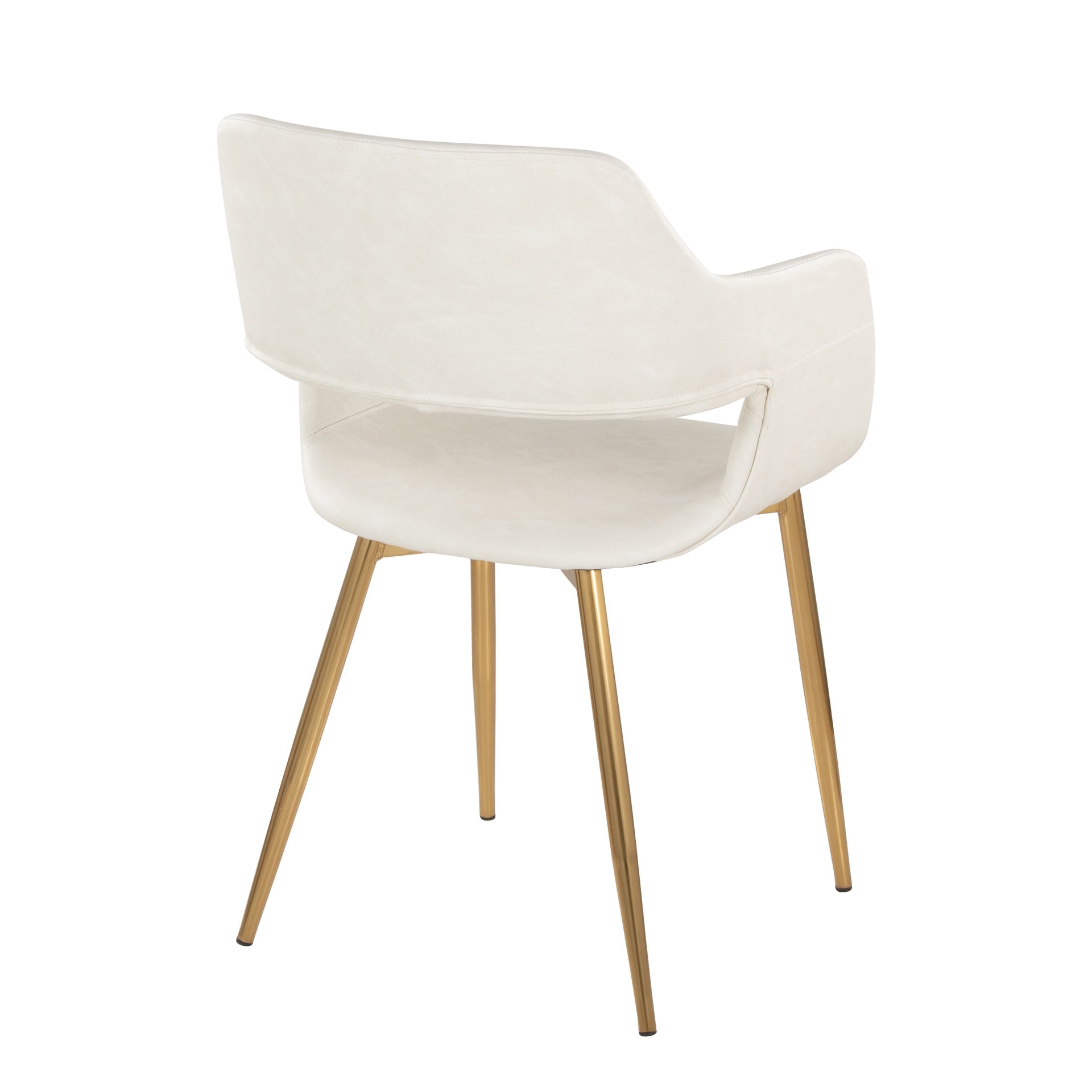 Margarite Contemporary Dining/Accent Chair in Gold Metal and Cream Faux Leather by LumiSource - Set of 2