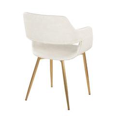 Margarite Contemporary Dining/Accent Chair in Gold Metal and Cream Faux Leather by LumiSource - Set of 2