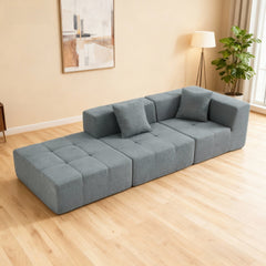 Shaped Convertible Modular Couch,3-Seater Boneless Couches for Living Room, Apartment, No Assembly,gray
