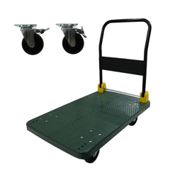 Foldable Platform Push Hand Truck Cart, 440 lbs. Weight Capacity, 2 Swivel Brake Wheels