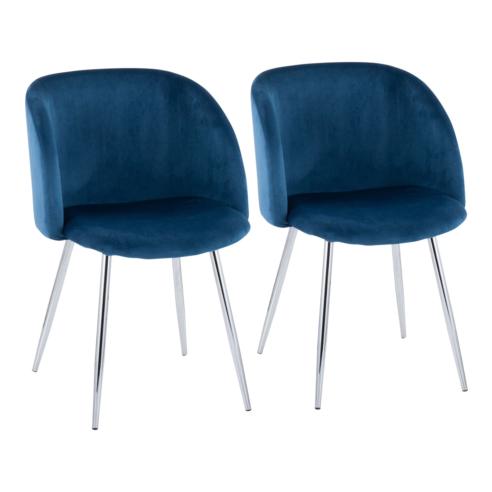 Fran Contemporary Chair in Chrome and Blue Velvet by LumiSource - Set of 2