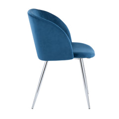 Fran Contemporary Chair in Chrome and Blue Velvet by LumiSource - Set of 2
