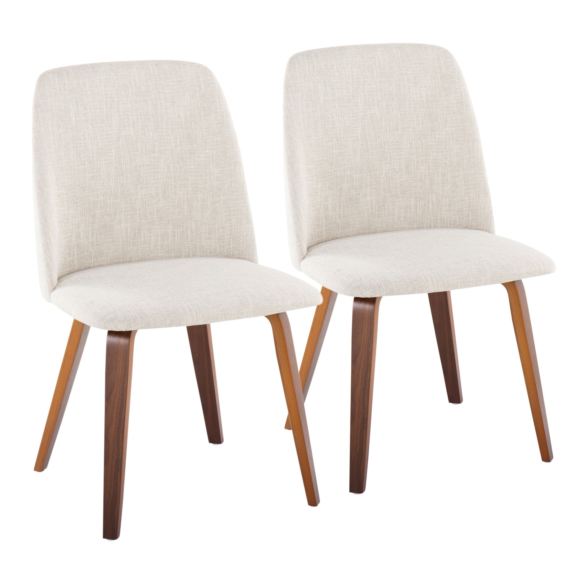 Toriano Contemporary Dining Chair in Walnut Wood and Beige Fabric by LumiSource - Set of 2