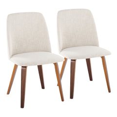 Toriano Contemporary Dining Chair in Walnut Wood and Beige Fabric by LumiSource - Set of 2