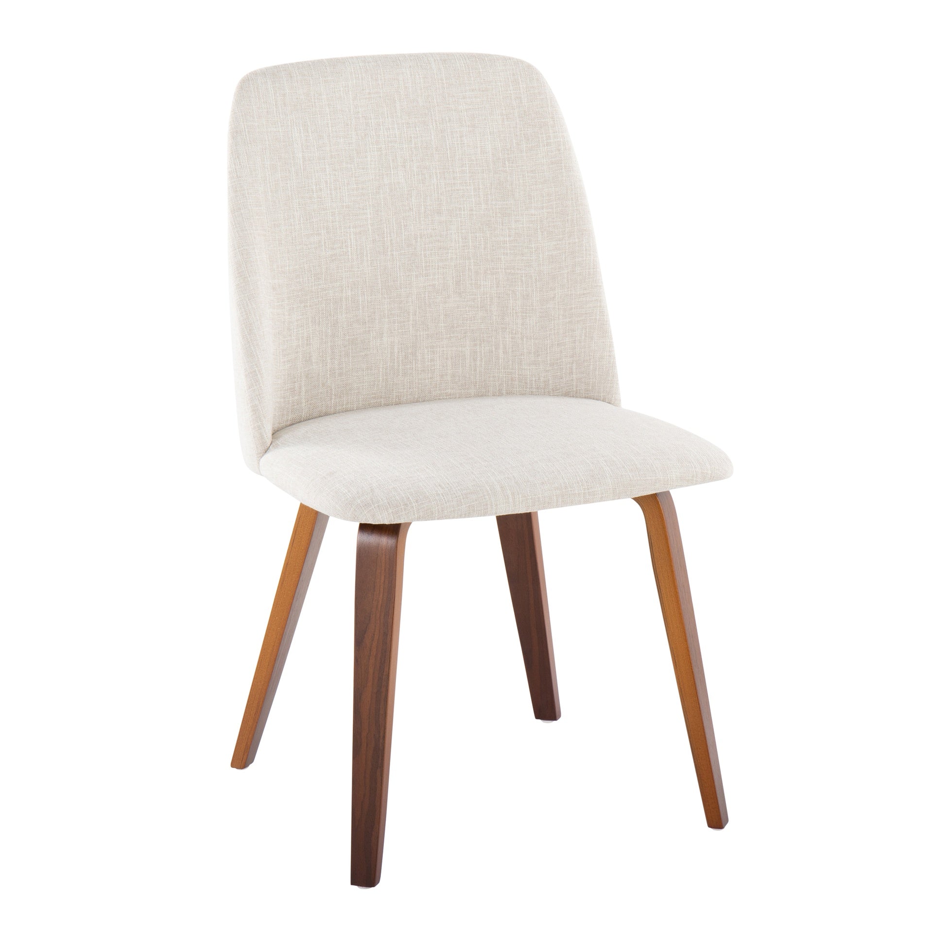 Toriano Contemporary Dining Chair in Walnut Wood and Beige Fabric by LumiSource - Set of 2