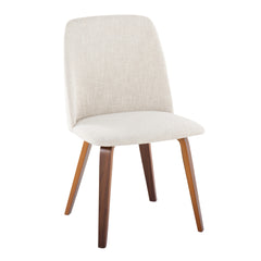Toriano Contemporary Dining Chair in Walnut Wood and Beige Fabric by LumiSource - Set of 2