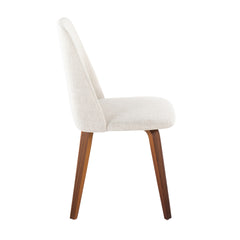 Toriano Contemporary Dining Chair in Walnut Wood and Beige Fabric by LumiSource - Set of 2