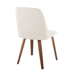 Toriano Contemporary Dining Chair in Walnut Wood and Beige Fabric by LumiSource - Set of 2