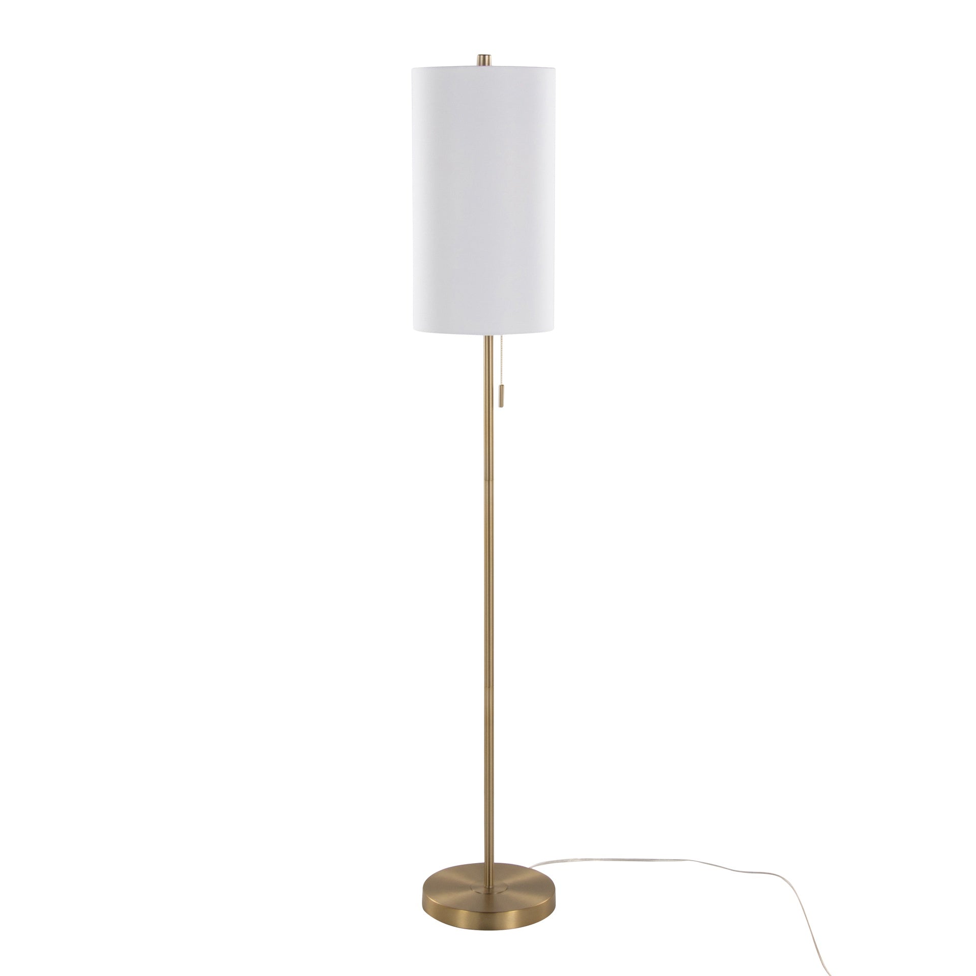 Bounty 62" Contemporary Metal Floor Lamp in Gold Metal with White Linen Shade from Grandview Gallery by LumiSource
