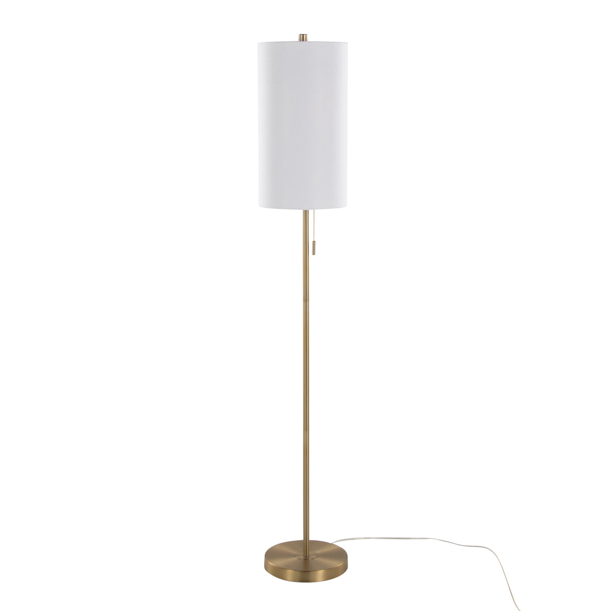 Bounty 62" Contemporary Metal Floor Lamp in Gold Metal with White Linen Shade from Grandview Gallery by LumiSource