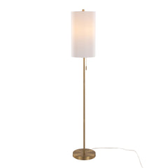 Bounty 62" Contemporary Metal Floor Lamp in Gold Metal with White Linen Shade from Grandview Gallery by LumiSource