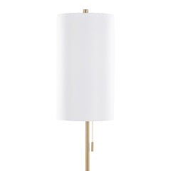 Bounty 62" Contemporary Metal Floor Lamp in Gold Metal with White Linen Shade from Grandview Gallery by LumiSource