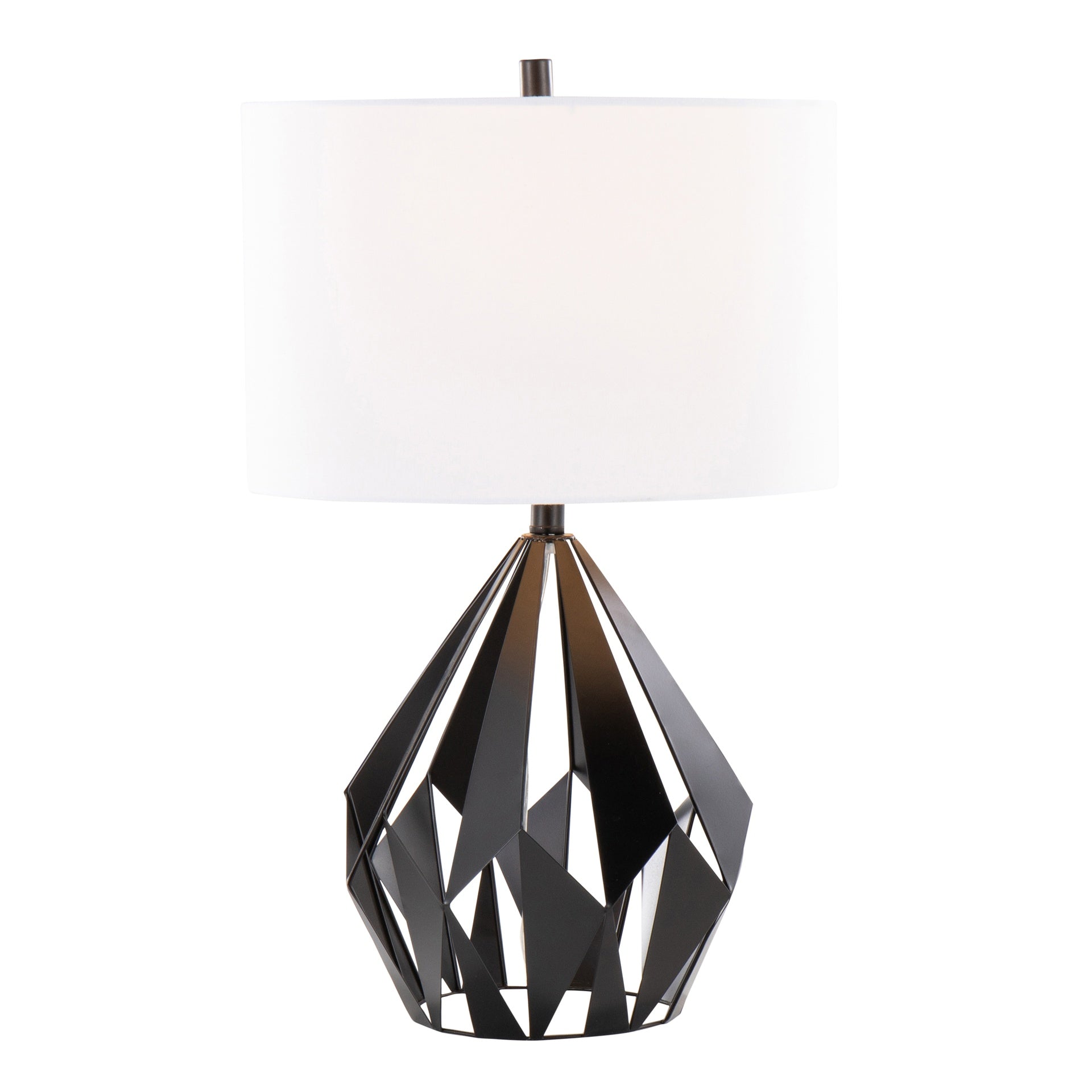 Geome Tri 28" Contemporary Metal Table Lamp in Matte Black Metal with White Linen Shade from Grandview Gallery by LumiSource - Set of 2
