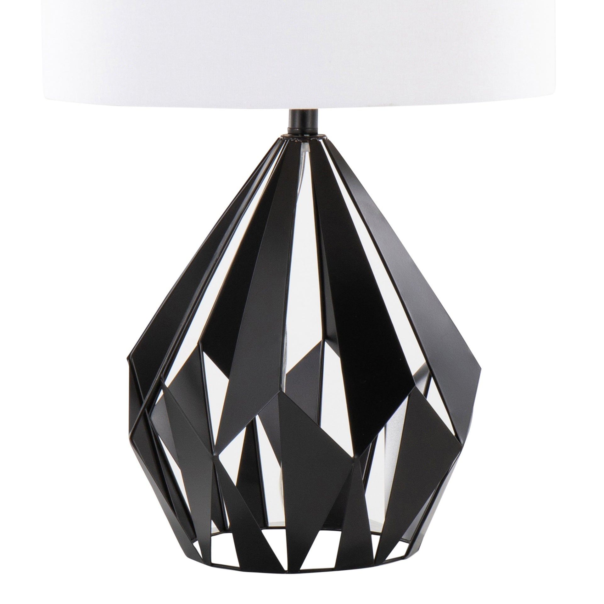 Geome Tri 28" Contemporary Metal Table Lamp in Matte Black Metal with White Linen Shade from Grandview Gallery by LumiSource - Set of 2