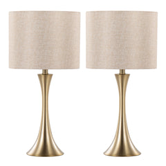 Lenuxe 24" Contemporary Metal Table Lamp in Gold Metal with Golden Metallic Linen Shade from Grandview Gallery by LumiSource - Set of 2