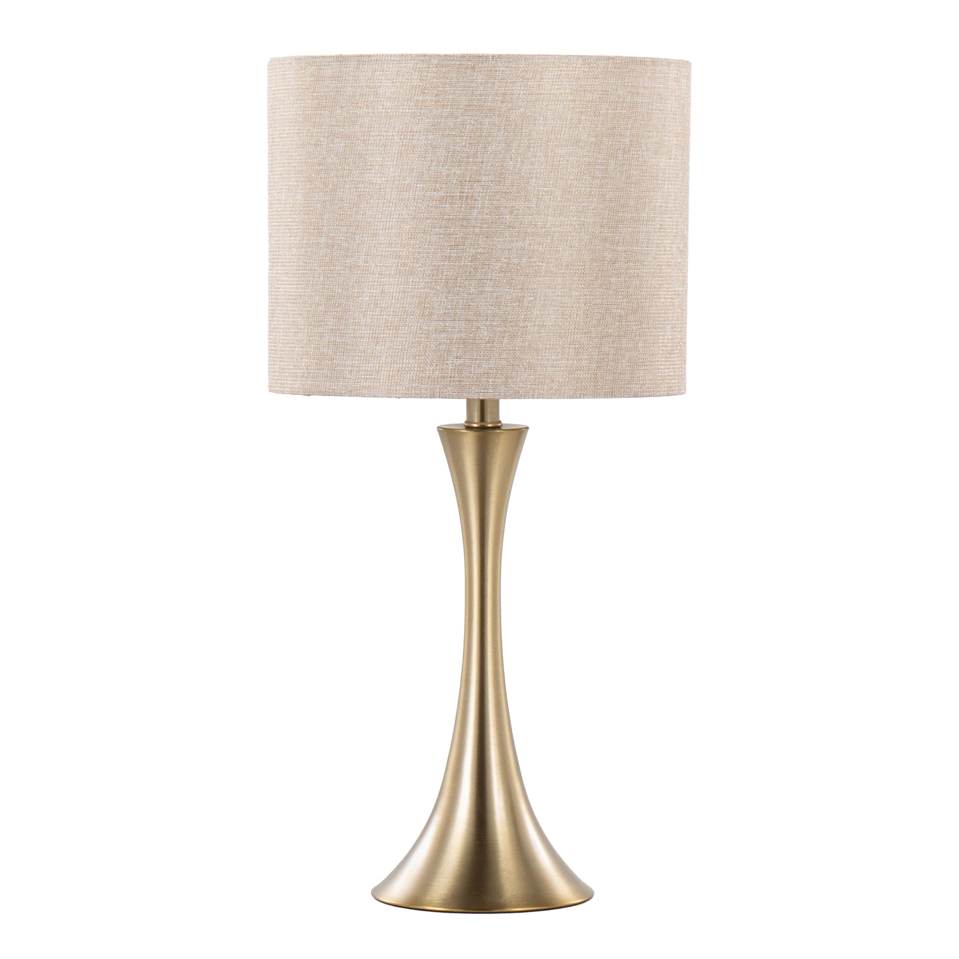Lenuxe 24" Contemporary Metal Table Lamp in Gold Metal with Golden Metallic Linen Shade from Grandview Gallery by LumiSource - Set of 2
