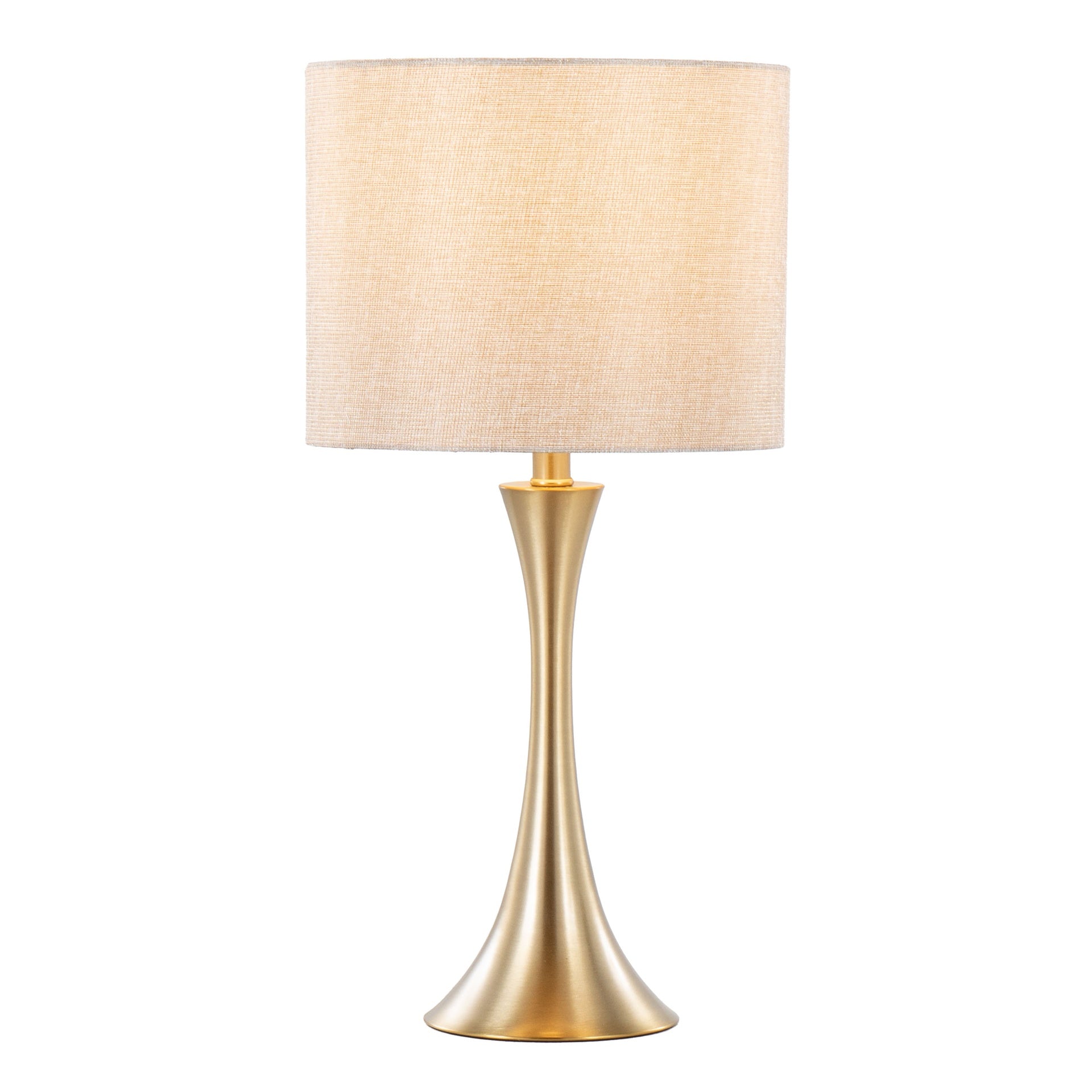 Lenuxe 24" Contemporary Metal Table Lamp in Gold Metal with Golden Metallic Linen Shade from Grandview Gallery by LumiSource - Set of 2