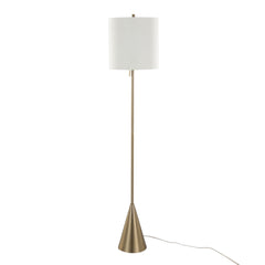 Cone 64" Contemporary Metal Floor Lamp in Gold Metal with White Linen Shade from Grandview Gallery by LumiSource