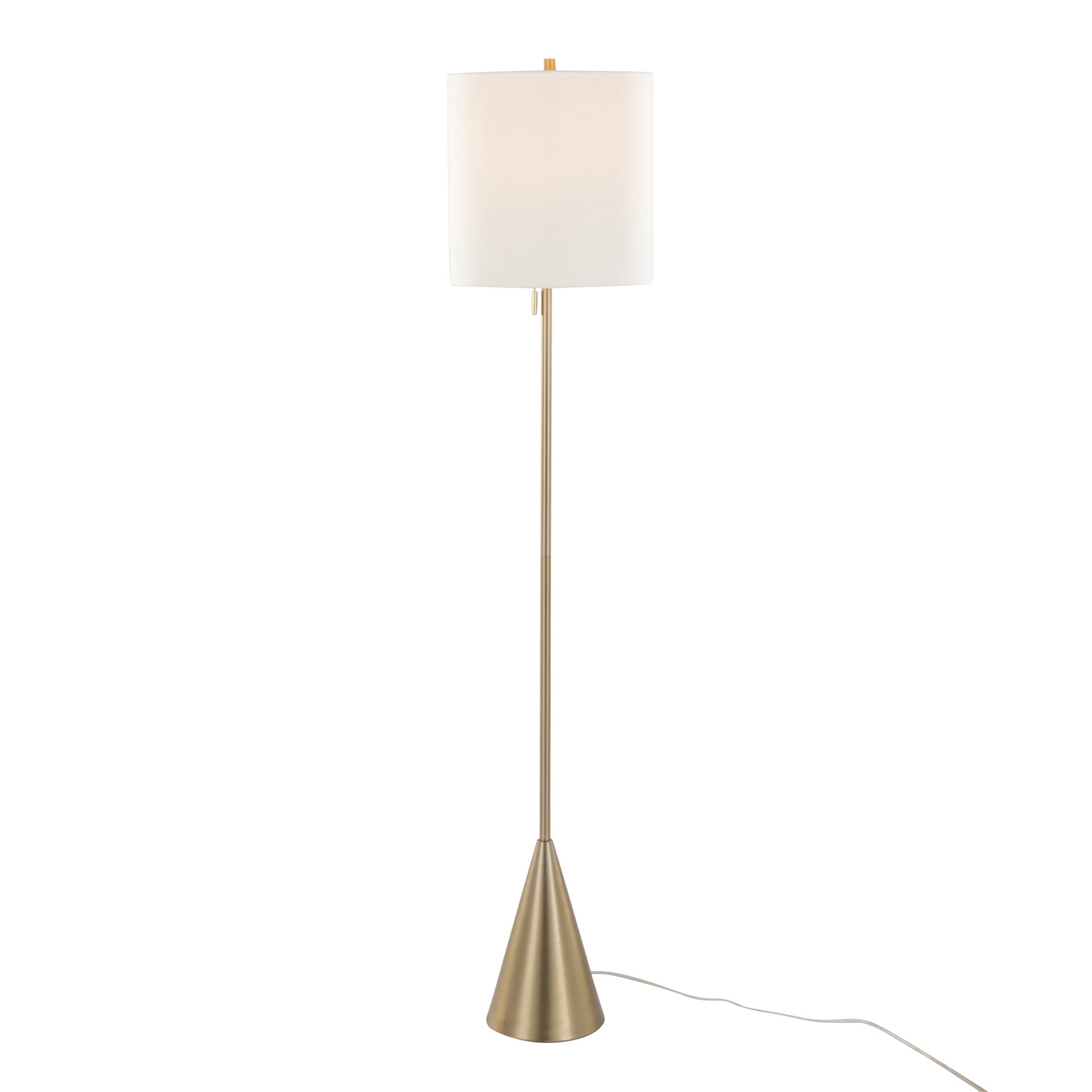 Cone 64" Contemporary Metal Floor Lamp in Gold Metal with White Linen Shade from Grandview Gallery by LumiSource