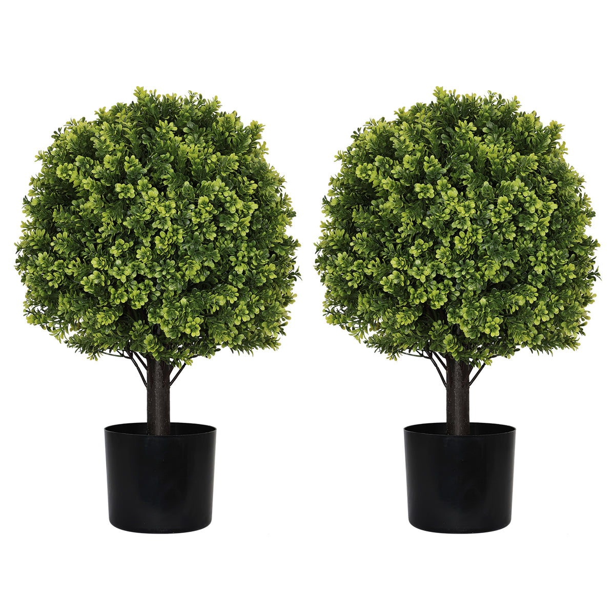22in Artificial Topiary Boxwood Ball Trees for Outdoor Front Porch, Patio, Balcony or Home Decoration, UV Resistant Faux Shrubs, 2pcs/set