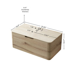 36'' XAI Roma Travertine-Pattern Sintered Stone Top and 7070 White Oak Woodgrain Cabinet with One Drawer, NO Basin, NO Faucet and Sink Cover