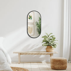 Black 20 x 33 Inch Metal Oval  Mirror
