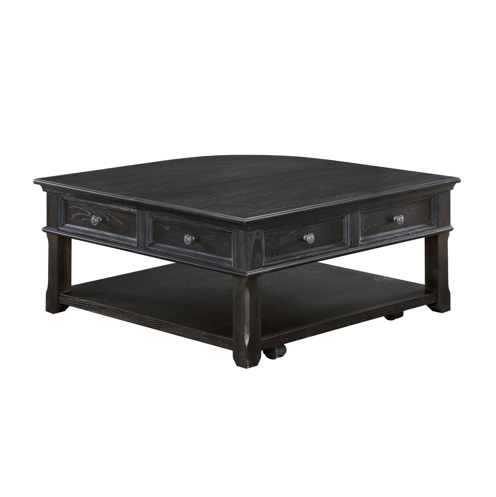 Living Room Coffee Table Storage Drawer Lift Top Open Shelves Charcoal Finish New Style Durable Wooden