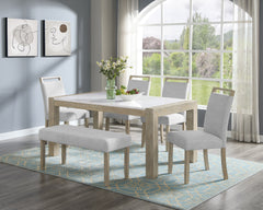 1pc Contemporary Upholstered Dining Bench Beige Gray Finish Dining Room Living Room Wooden Furniture