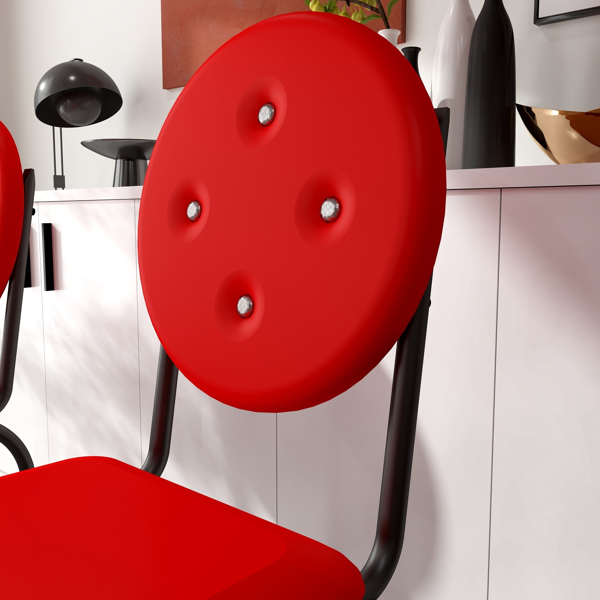 4-piece bar stools, faux leather dining chairs with waterproof surface and metal legs, easy to assemble, suitable for kitchen, dining room and living room