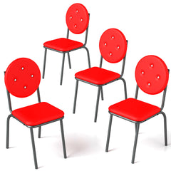 4-piece bar stools, faux leather dining chairs with waterproof surface and metal legs, easy to assemble, suitable for kitchen, dining room and living room