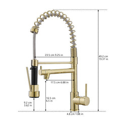 Commercial Kitchen Faucet with Pull Down Sprayer, Single Handle Single Lever Kitchen Sink Faucet Gold Faucet