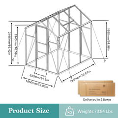 Newly marketed Gain height windproofaluminum greenhouse 6x6 FT Polycarbonate Greenhouse Raised Base and Anchor Aluminum Heavy Duty Walk-in Greenhouses for Outdoor Backyard in All Season
