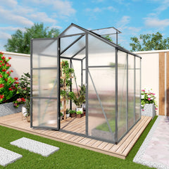 Newly marketed Gain height windproofaluminum greenhouse 6x6 FT Polycarbonate Greenhouse Raised Base and Anchor Aluminum Heavy Duty Walk-in Greenhouses for Outdoor Backyard in All Season