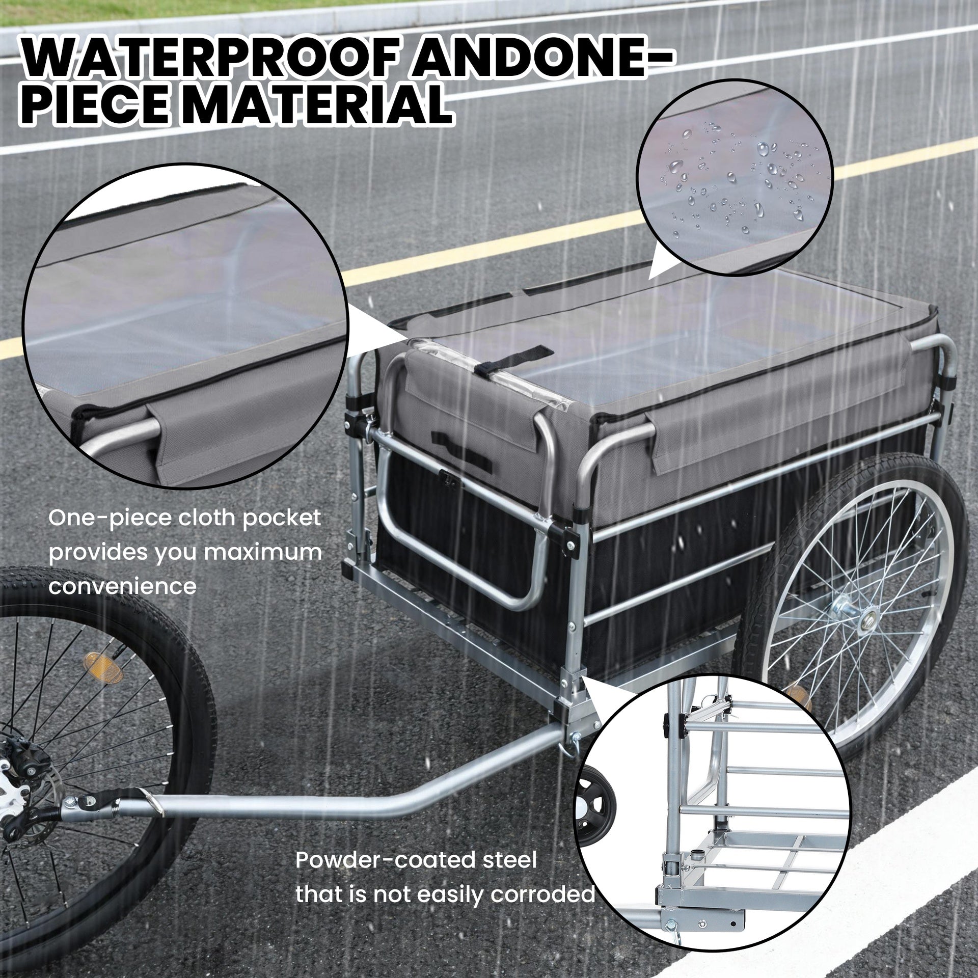Bike Cargo Trailer, Aluminum Luggage Cart,Heavy Duty 220 lbs Bicycle Wagon Cart, 20" Whee,l Folding Groceries Hauler with Safe Hitch System, Removable Cover, Oxford Fabric for Cycling Travel