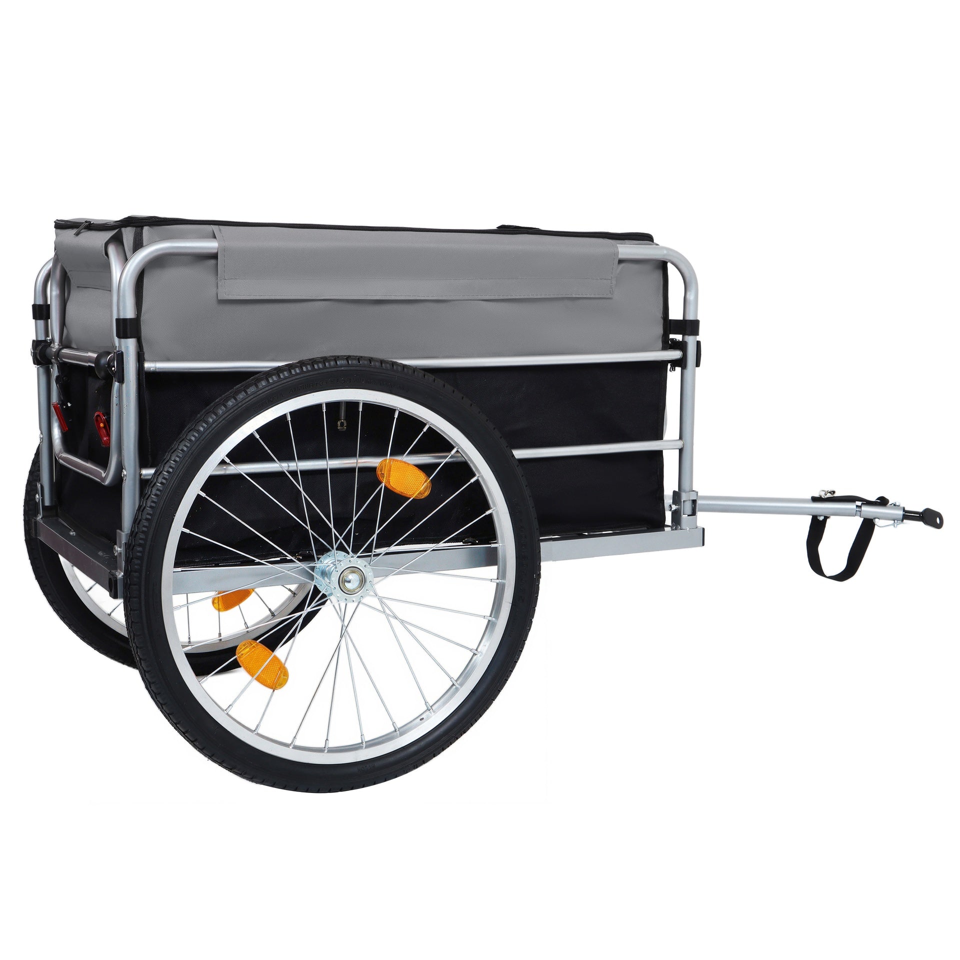 Bike Cargo Trailer, Aluminum Luggage Cart,Heavy Duty 220 lbs Bicycle Wagon Cart, 20" Whee,l Folding Groceries Hauler with Safe Hitch System, Removable Cover, Oxford Fabric for Cycling Travel