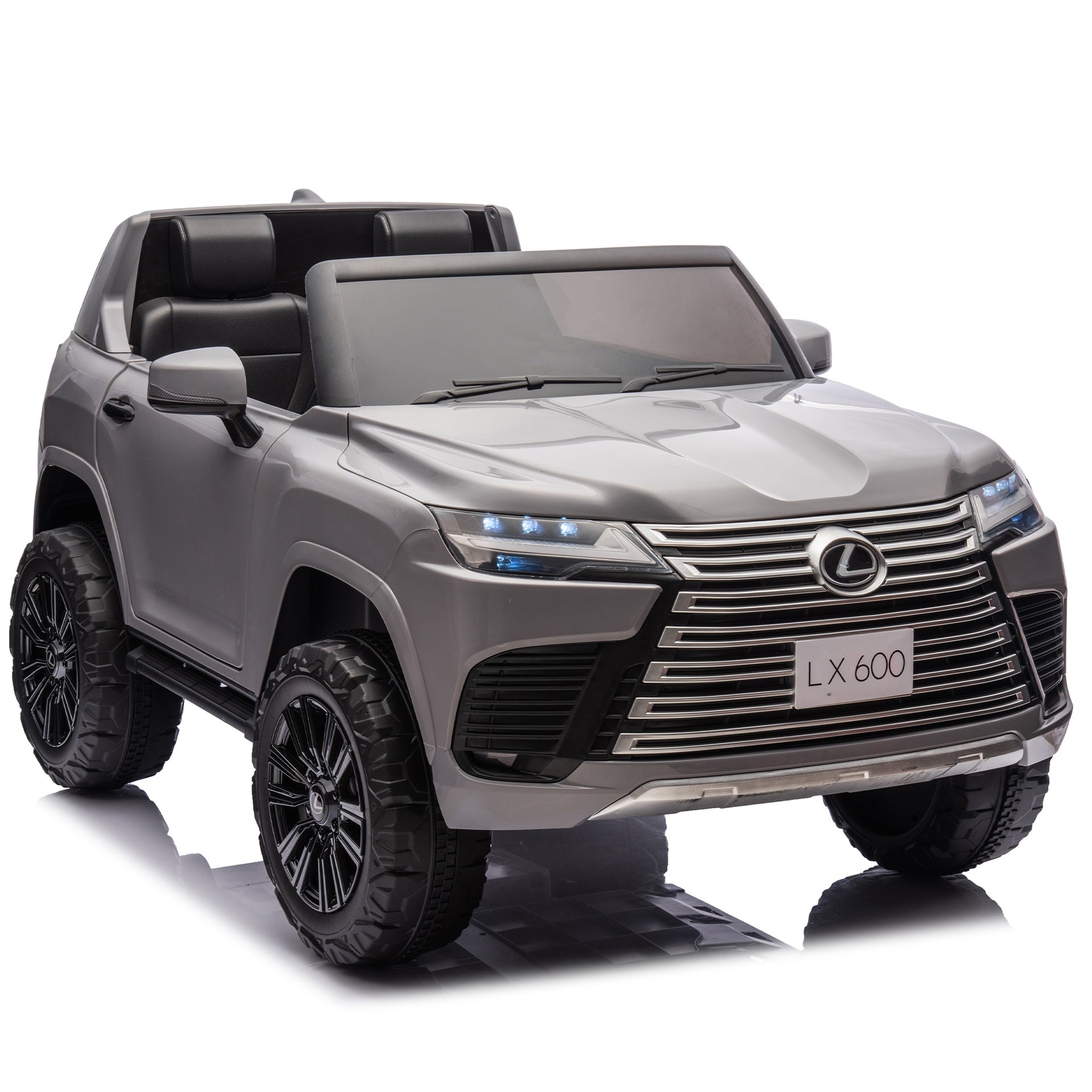 Licensed LEXUS LX600 24V Two-seater Kids Ride On Car W/Parents Control,Seat width 20 inches,2WD,Four-wheel suspension,Bluetooth,MP3,Music,Adjustable volume,Power display,Speeds 1.86-3.11MPH For Kids.