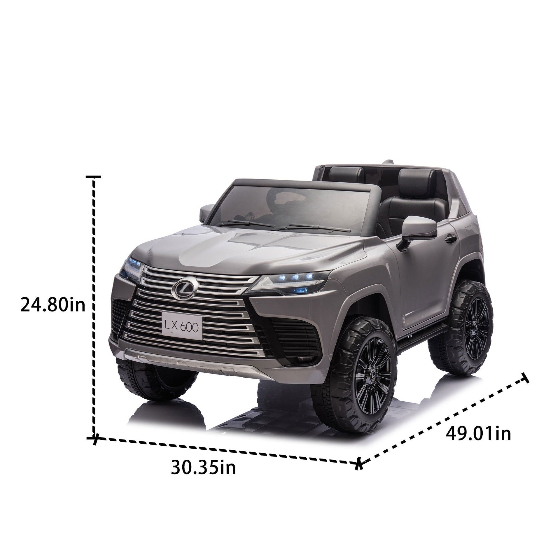 Licensed LEXUS LX600 24V Two-seater Kids Ride On Car W/Parents Control,Seat width 20 inches,2WD,Four-wheel suspension,Bluetooth,MP3,Music,Adjustable volume,Power display,Speeds 1.86-3.11MPH For Kids.