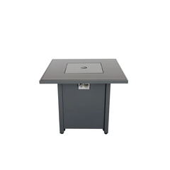 30" Powder-Coated Metal Fire Pit with Smoked Glass Surface