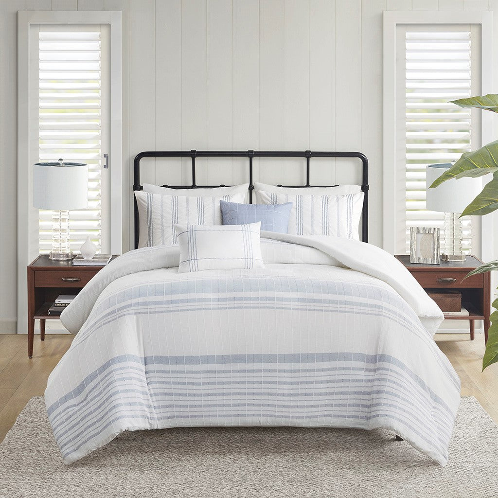 5 Piece Cotton Jaquard Duvet Set-Full/Queen