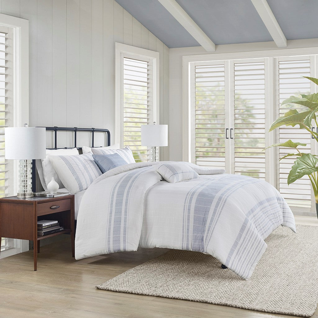 5 Piece Cotton Jaquard Duvet Set-Full/Queen