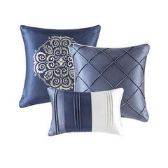 7 Piece Comforter Set Navy Cal King