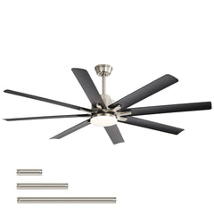 52-Inch Smart Ceiling Fan With Lights,6 Wind Speed,With 8 Black ABS Blades,Voice Remote,Fan For Bedroom,Living Room,Patio,Kitchen