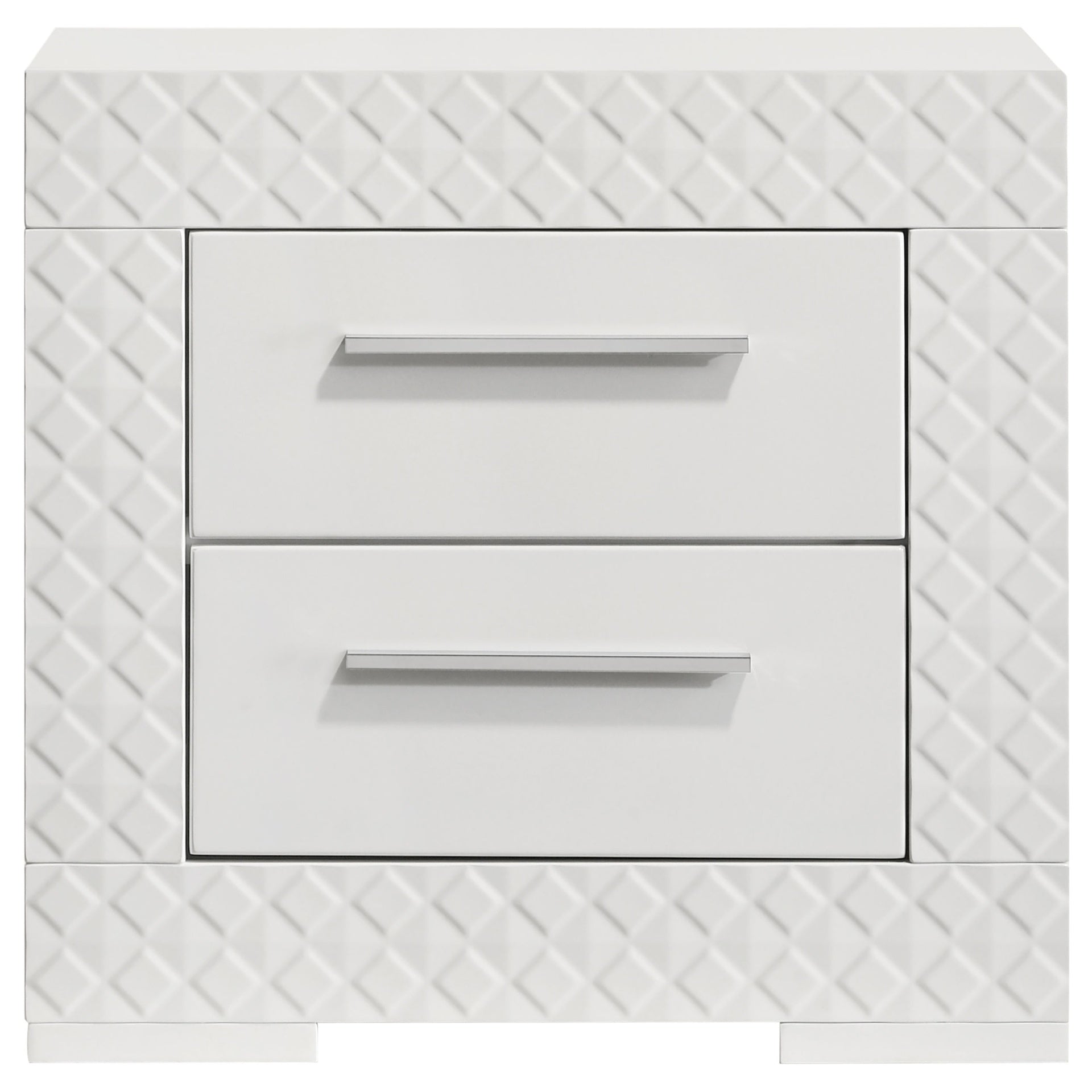 Pierce White High Gloss 2-drawer Nightstand Bedside Table