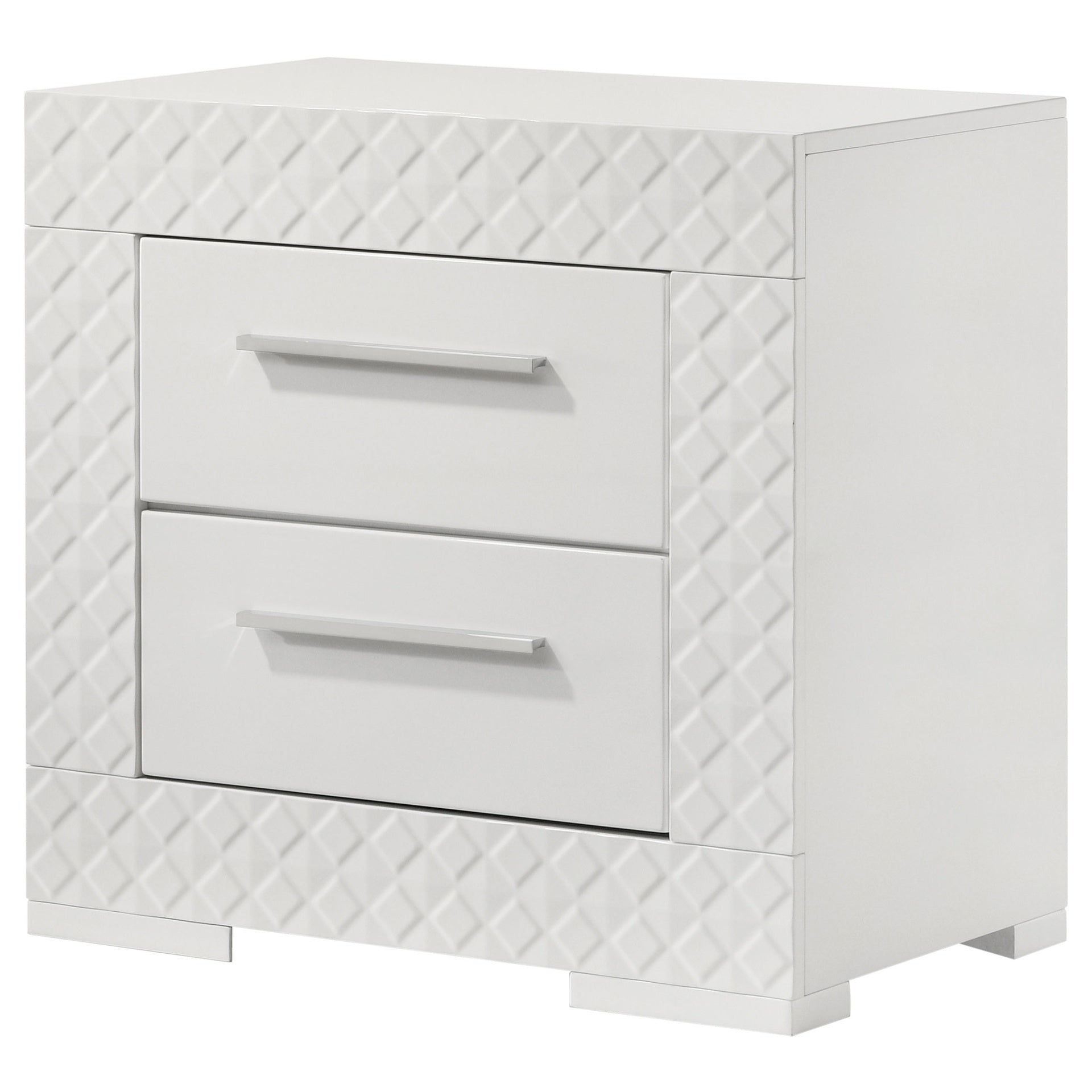 Pierce White High Gloss 2-drawer Nightstand Bedside Table