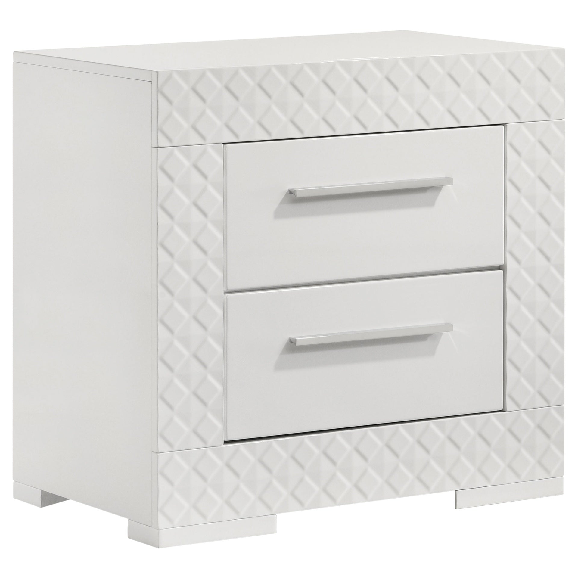 Pierce White High Gloss 2-drawer Nightstand Bedside Table