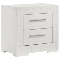 Pierce White High Gloss 2-drawer Nightstand Bedside Table