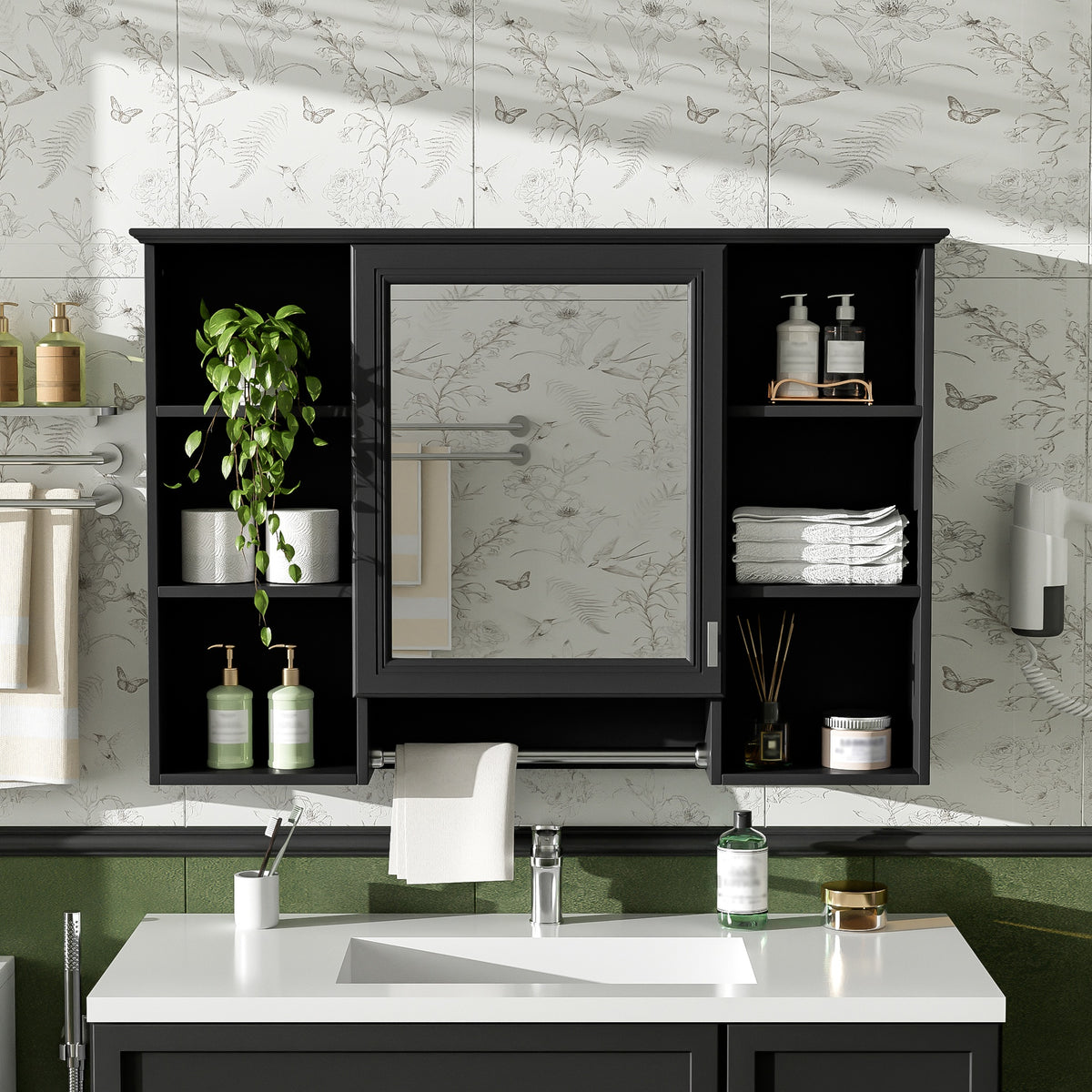 3-in-1 Bathroom Mirror Cabinet, 42 inch Wall Mounted Medicine Cabinet with Adjustable Shelf & Soft Close Door, High-Define Mirror with Storage for Bathroom Vanity