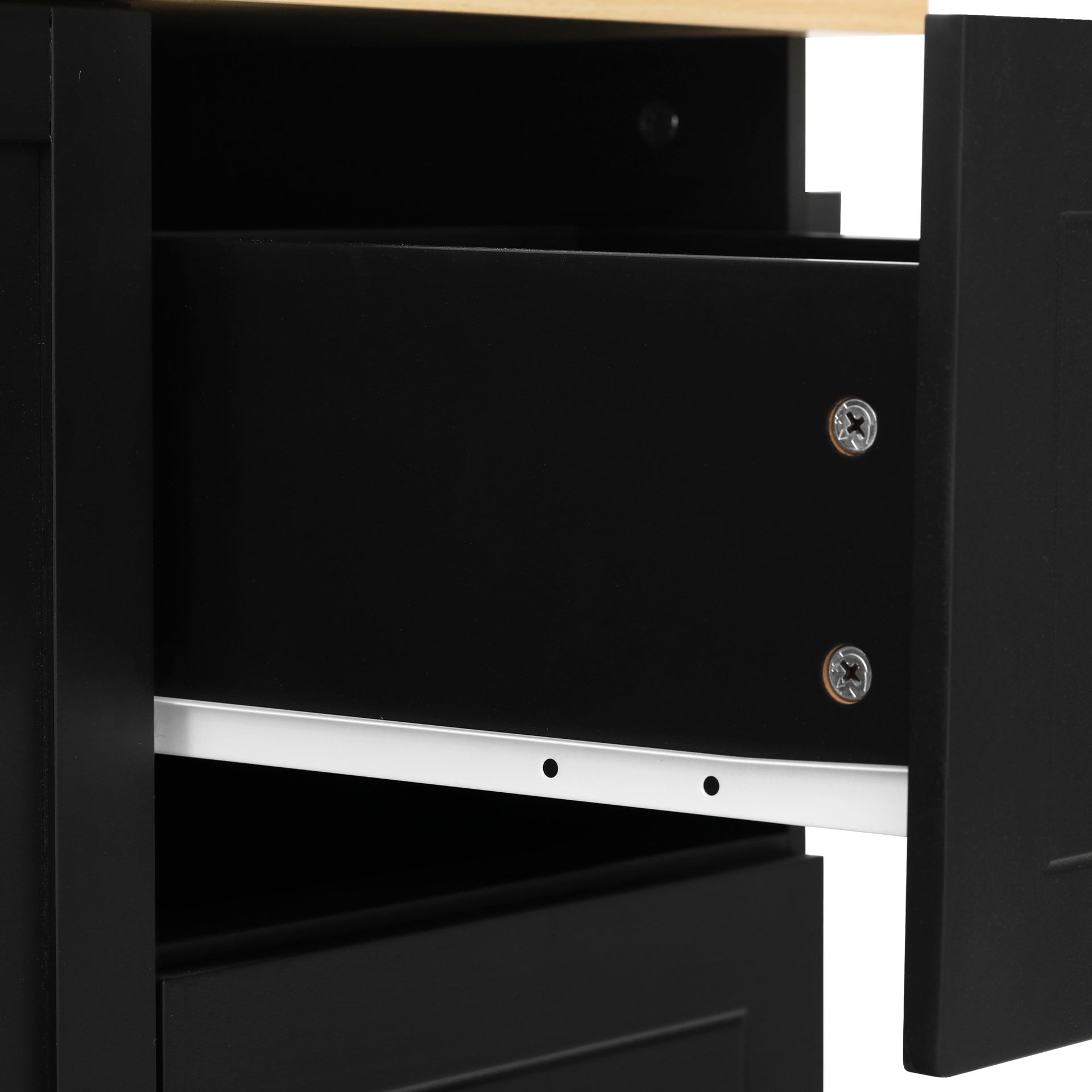 Rolling Mobile Kitchen Island with Solid Wood Top and Locking Wheels,52.7 Inch Width,Storage Cabinet and Drop Leaf Breakfast Bar,Spice Rack, Towel Rack & Drawer (Black)