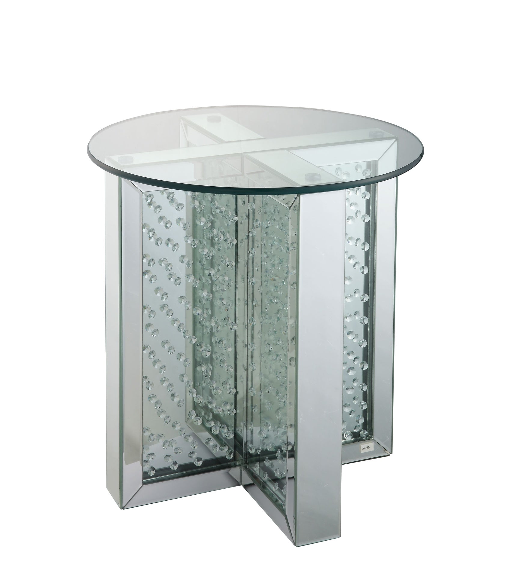 Nysa Mirrored & Faux Crystals End Table (Assembled)