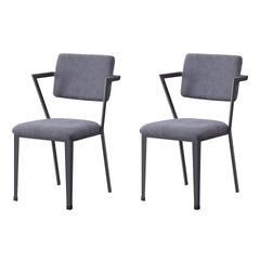 Grey and Gunmetal Open Back Dinning Chairs (Set of 2)